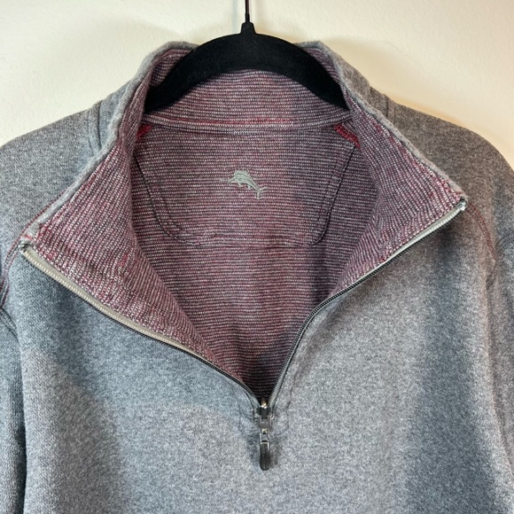 Tommy Bahama Mens Alpine View Reversible 1/4 Zip Pullover Sweater Gray Collar XL - Picture 4 of 16